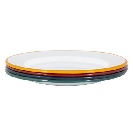 Argon Tableware Plaques de dîner en émail Blanc - Plats de Camping en Plein air en métal - 25.5cm - 4 Couleurs