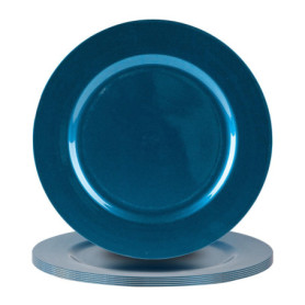 Argon Tableware 6 pièce métallique Chargeur microplaques - Fini métallique - 33cm - Bleu