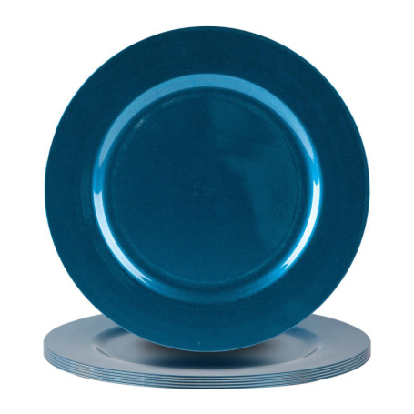 Argon Tableware 6 pièce métallique Chargeur microplaques - Fini métallique - 33cm - Bleu