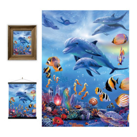 3D LiveLife Affiche murales lenticulaires Hippocampes de Deluxebase. Poster Récif Corallien 3D sans cadre. Décoration murale par