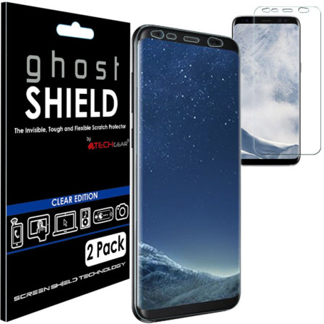 TECHGEAR [2 Pack] Protection Écran pour Galaxy S8 [ghostSHIELD] Film de Protection Souple en TPU avec Protection Totale de l’Écr