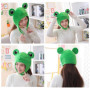 TRIXES Chapeau Grenouille avec Grands Yeux Fantaisie - Costume Fantaisie - Bandeau Crochet et Boucle en Peluche - Accessoires de