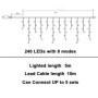SHATCHI Lumières de Noël en Forme de glaçon Cascade 240 LED 5 m – Multifonction 8 Modes d'éclairage, minuterie câble Transparent