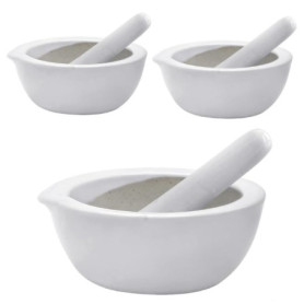 Lot de 3 mini pilons et mortier – Petit et compact 7 cm – Outils de cuisine pour broyer les épices et les herbes avec facilité –