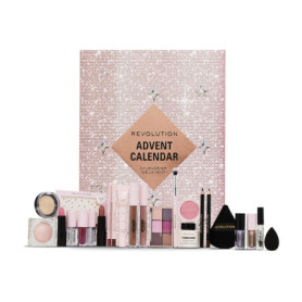 Revolution Beauty Calendrier de l'Avent 24 produits, boîte cadeau avec gloss, masques à lèvres, pinceaux et gel à sourcils, végé