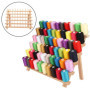 Kurtzy Support Bobine en Bois - Stand Organisateur 60 Bobines avec Crochets Muraux - Debout ou Suspendu - Porte Bobine en Bois d
