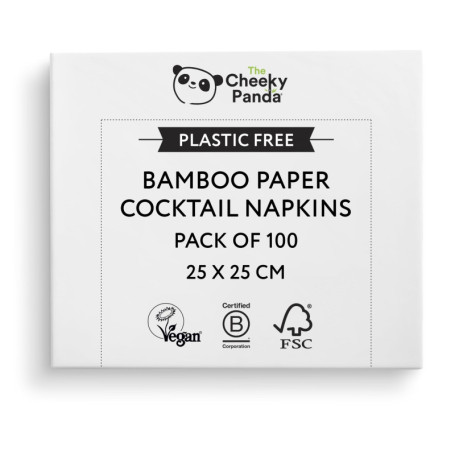 The Cheeky Panda Serviette de Table Papier Bambou | 25 x 25 cm | Lot de 100 | Serviette En Papier Jetable