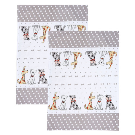 SPOTTED DOG GIFT COMPANY Torchon Cuisine Lot de 2, Torchons à Vaisselle au Mignon Chien Imprimé, 100% Qualité Coton Absorbant, I