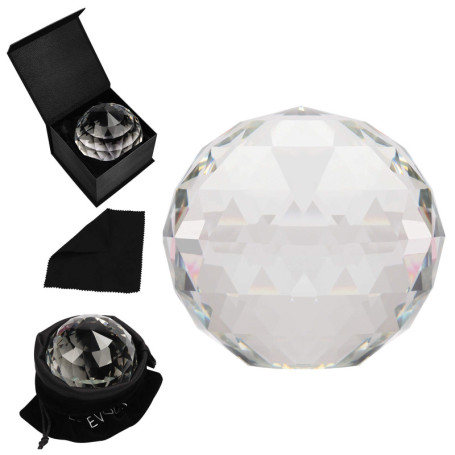 Belle Vous Boule de Cristal K9 à Facettes - Boule Cristal Photographie 8cm avec Support, Pochette en Velours, Tissu en Microfibr