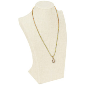 BELLE VOUS Presentoir Collier Buste en Lin - 11,3 x 10,2 x 30 cm - Porte Bijoux pour Ras de Cou, Pendentifs, Chaînes et Colliers