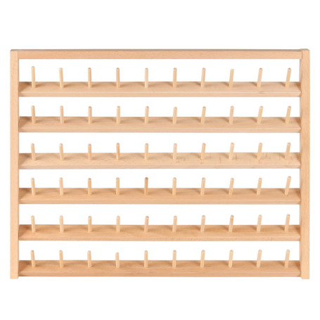 Kurtzy Support Bobine en Bois Mural 60 Bobines - Stand Organisateur avec Crochets Muraux - Debout ou Suspendu - Porte Bobine en 