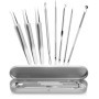 Jinlaili 8PCS Tire Comedons, Extracteur Point Noir, Brucelles Blackhead Extractor en Boîte Métallique, Extracteur d'acné Acier I
