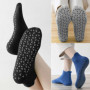 2 Paires Chaussettes Antidérapantes Chaussettes de Yoga Pilates Femme et Homme, Chaussette de Sport Coton pour Barre Ballet Fitn