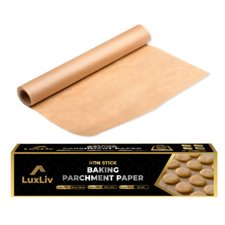 LuxLiv® Rouleau de papier sulfurisé marron non blanchi de 50 m de long pour la pâtisserie, le pain au levain, le pain au levain,