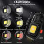 2Pcs Mini portable LED lampe de travail porte-clés lampe de poche, 7 modes USB rechargeable COB porte-clés avec tournevis décaps