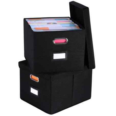 BELLE VOUS Lot de 2 Boîtes de Stockage de Dossiers - Boite de Rangement de Documents - Trieur pour Bureau ou Maison - Classeur d