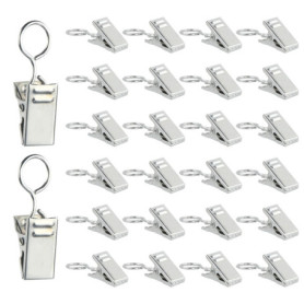 Chstarina 50 Pièces Pince Attache Rideau, Clips de Rideau, Pince à Rideaux en Métal, Anneaux à Pince, Acier Inoxydable, Pince Ri