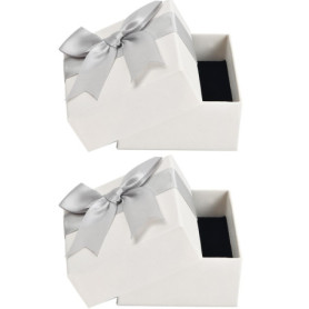 Wisebom 2 PCS Petit Boite Cadeau, Boite Bijoux Cadeau Carré, Ecrin Bijoux avec Nœud, Coffrets Cadeaux Bague Vide, Couvercle Boît