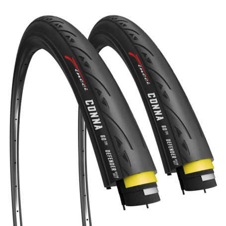 Fincci Pneu Velo Route 700с x 23с - Paire Slick Tire 23-622 avec Protection Anti-Crevaison 1mm pour Home Trainer, Adulte & Route