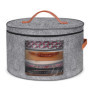 Winter Shore Boite Chapeau Ronde Grise - Grand Organisateur de Chapeaux Pliable avec Fermeture Éclair, Fenêtre Transparente, Poi