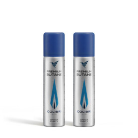 Colibri – Gaz Butane 2 x 90ml pour recharger briquets, chalumeaux de Cuisine, etc. – Bouteille de Recharge de gaz pour briquets 