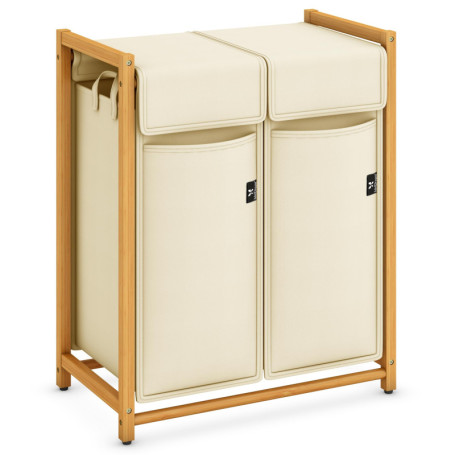 AdelDream Panier à linge trieuse de linge avec 2 compartiments avec sac à linge amovible chariot à linge collecteur de linge en 