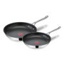 Tefal Jamie Oliver Cook's Direct Inox Lot de 2 poêles 24/28 cm, Induction, Revêtement antiadhésif, Indicateur de cuisson, Poigné