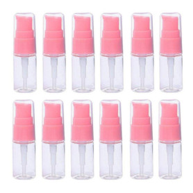 12 PCS 10ML 0.35OZ Vide Fillable Transparent Lotion Bouteille Rose Tête De Pompe Liquide Fondation Isolation Bocal Cosmétique Fa