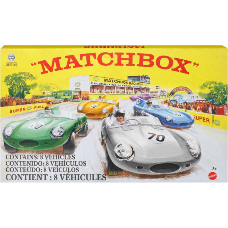 Matchbox Coffret Premium 8 Voitures en Métal Échelle 1/64-Anniversaire, avec Décorations De Qualité Supérieure, 1 Véhicule Exclu