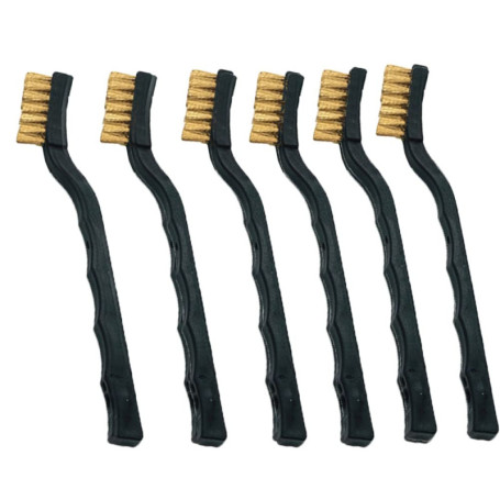 Sohaon Lot de 6 petites brosses métalliques avec poils en acier inoxydable et laiton - Poignée incurvée pour le nettoyage des sc