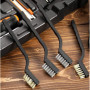 Sohaon Lot de 6 petites brosses métalliques avec poils en acier inoxydable et laiton - Poignée incurvée pour le nettoyage des sc