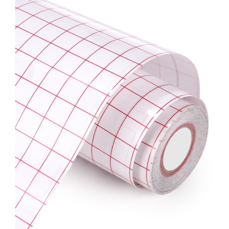 Tixexo Vinyl Papier Transfert pour Vinyle Adhesif,papier transfert avec grille d'alignement rouge,30,5 cm x 1000 cm Feuille de t