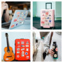 Stickers vintage pays timbres rétro valises autocollants voyage pour scrapbooking portable bagages Multicolor