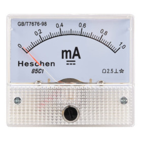 Heschen 85C1-1mA rectangle Panneau monté courant Mètre testeur Ampèremètre DC0-1.0MA Classe 2,5 Blanc