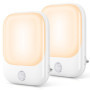 FOMYHEARD Lot de 2 Veilleuses LED, Veilleuse Prise Electrique avec 5 Niveaux Luminosités avec Capteur de Crépuscule et Humain,Ve