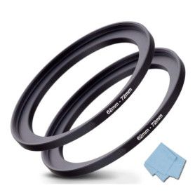 Komet Lot de 2 bagues Step Up de 62 mm à 72 mm pour filtre d'objectif d'appareil photo 62 mm à 72 mm