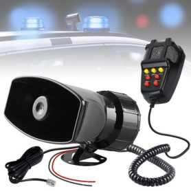 Sirène De Voiture Haut-Parleur,12V 100W 7 Ton Sound Klaxon Voiture,Klaxon De voiture Sirène,Sirène De Voiture Avec Micro,Car Sir