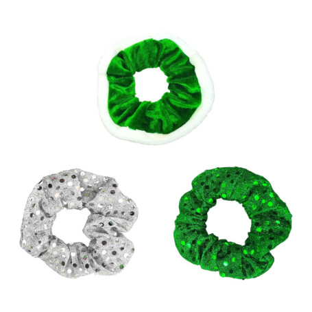 3 Pièces Élastiques À Cheveux Verts, Élastiques À Cheveux Rétro, Élastiques À Cheveux Brillants, Accessoires Pour Cheveux De Mod