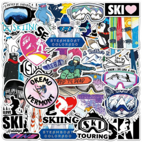 100 Autocollants Sur Le Thème Du Ski, Autocollants Graffitis De Dessins Animés, Autocollants Imperméables, Peuvent Être Utilisés