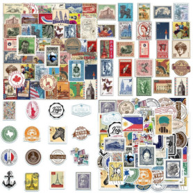 HDGSAFD 100 Autocollants De Tampon De Voyage Vintage, Autocollants De Mode Classiques, Autocbook De Bricolage De Bricolage, Auto