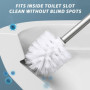 Lot de 2 brosses WC avec manche en acier inoxydable, brosse WC à long manche, diamètre 8 cm, tête de brosse remplaçable (blanc)