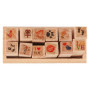 Tiardey 12 Pcs Mini Tampons en Caoutchouc en Bois Mignon DIY Diary Scrapbook Stamps Set avec Bo?Te en Bois - Amour + Mariage