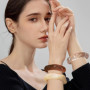 XFSRG Set de Bracelets en Résine 3 Bracelets Géométriques Minimalistes Transparent Marron et Crème Accessoires Mode Femme Légers