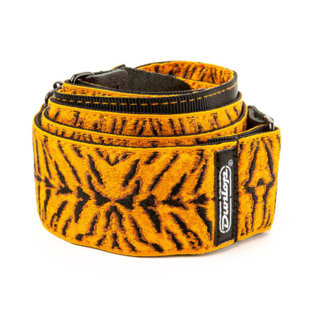 DUNLOP - Bandoulière Jacquard Tyger Eye pour guitare et basse, design à rayon plat, ressort basse tension, couleur noir et orang