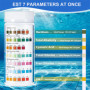 7 en 1 Testeur pour Eau de Piscine et Spa, 100 test pour tester chlore libre, le chlore total, le brome, la dureté totale, l’alc