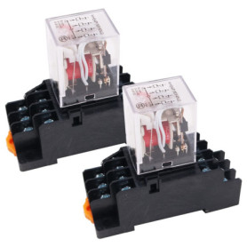 WANGCL Lot de 2 mini relais électromagnétique AC 24 V 8 broches relais DPDT relais 2 NO+2 NC avec base de prise indicateur LED