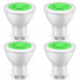 GlowsLand Ampoule LED GU10 5W 500LM Vert, lampe LED Verte non dimmable pour éclairage paysager, décoratif, d'ambiance (lot de 4)