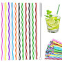 Paille Reutilisable - 60 Pailles Réutilisables en Plastique et 1 Brosse de Nettoyage - Paille Plastique pour Gourde et Enfants -