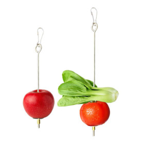 2 Pièces Brochette Nourriture Perroquet en Acier,Inoxydable Porte-Fruits Viande Alimentaire,Bâton Titulaire,pour Cages Oiseau,An