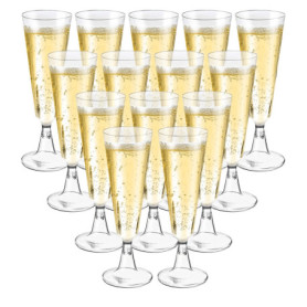 Behiruch 50 Pièces Flûtes à Champagne Transparent, Verres à Champagne en Plastique Élégantes Reutilisables, 160ml Gobelet Verre 